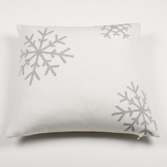 Kissenhülle 50x50cm Snowflakes, weiß/grau - Lenz & Leif