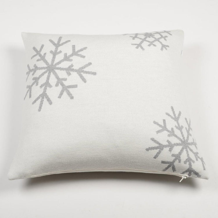 Kissenhülle 50x50cm Snowflakes, weiß/grau - Lenz & Leif