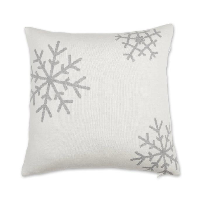 Kissenhülle 50x50cm Snowflakes, weiß/grau - Lenz & Leif