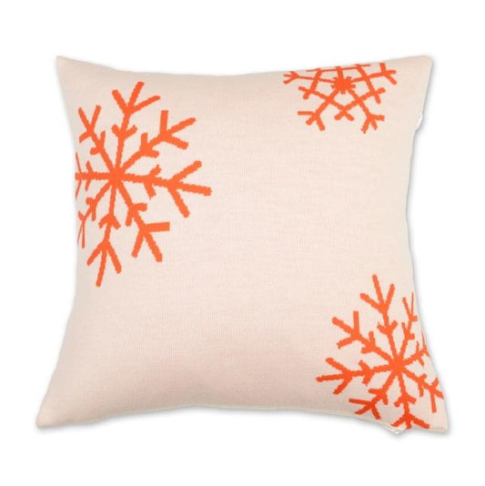 Kissenhülle 50x50cm Snowflakes, weiß/orange - Lenz & Leif