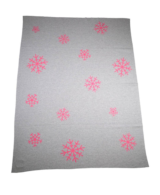 Decke 140x180cm 13 Snowflakes, grau/magenta - Lenz & Leif