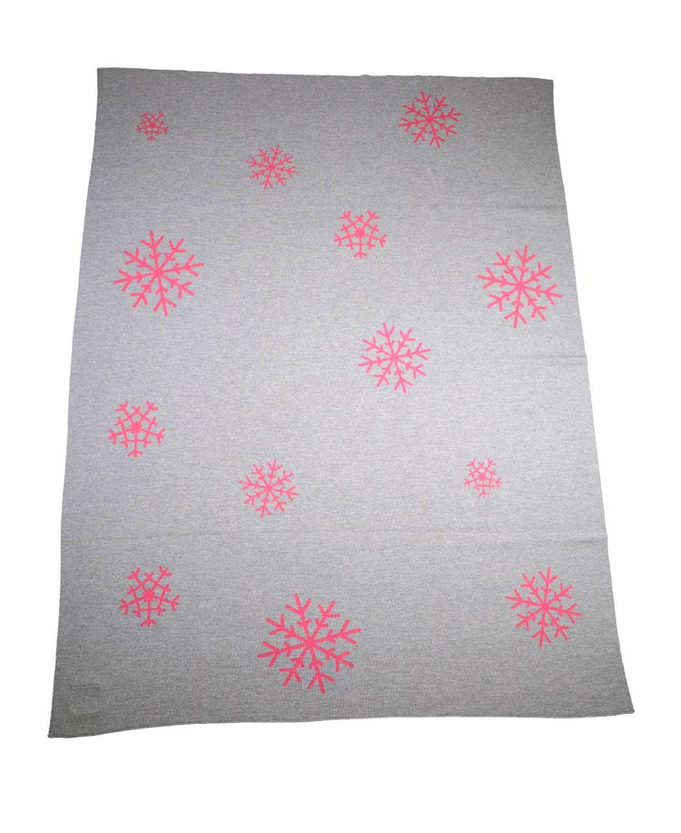 Decke 140x180cm 13 Snowflakes, grau/magenta - Lenz & Leif