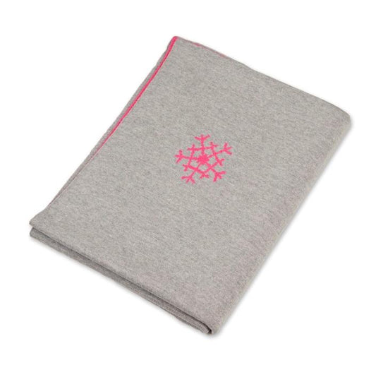 Decke 140x180cm 13 Snowflakes, grau/magenta - Lenz & Leif