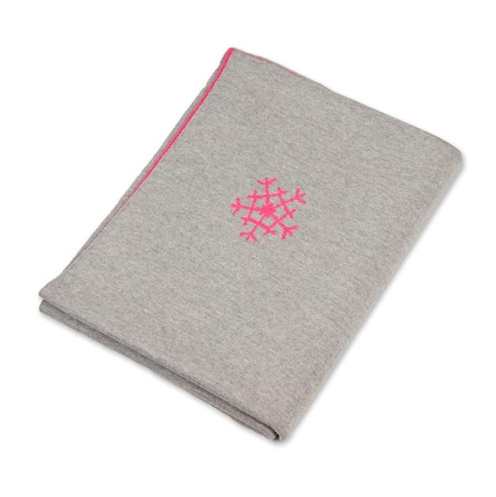 Decke 140x180cm 13 Snowflakes, grau/magenta - Lenz & Leif