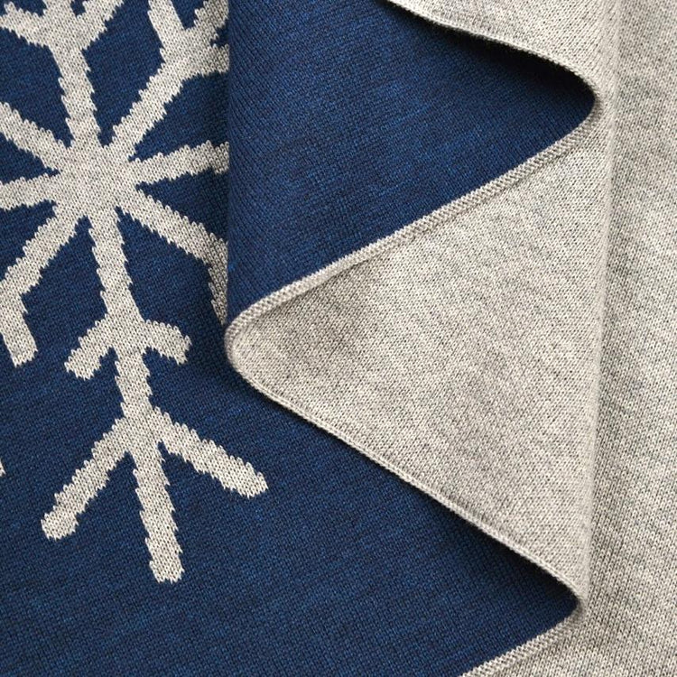 Decke 140x180cm 13 Snowflakes, grau/blau - Lenz & Leif