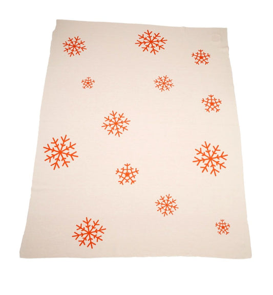 Decke 140x180cm 13 Snowflakes,  weiß/orange - Lenz & Leif