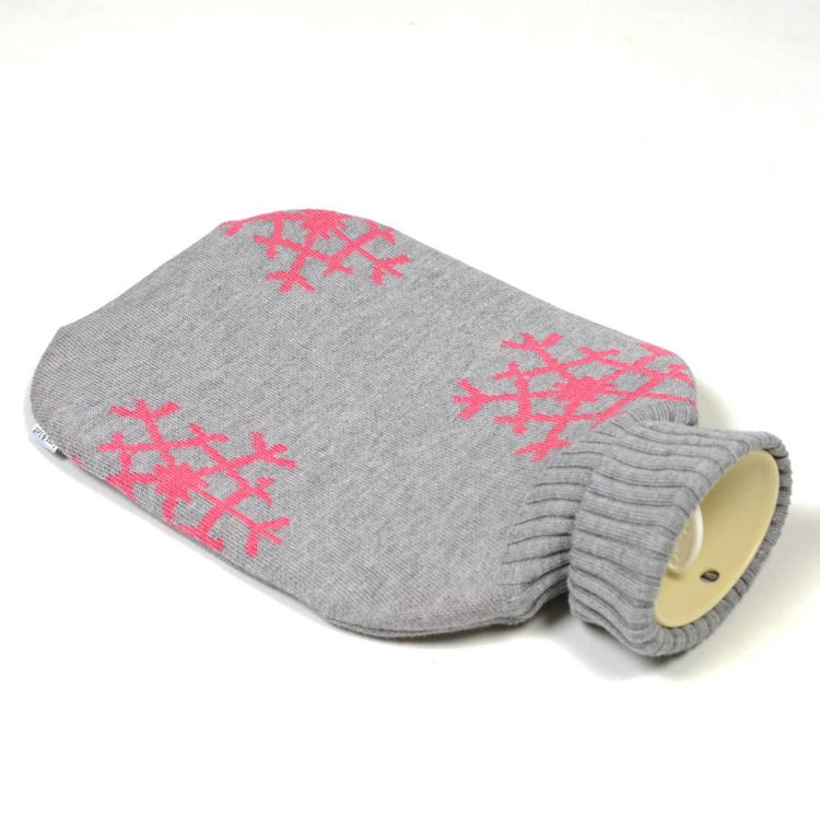 Wärmflasche Snowflakes, grau/magenta - Lenz & Leif