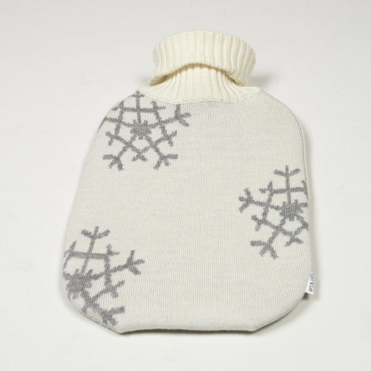 Wärmflasche Snowflakes, weiß/grau - Lenz & Leif