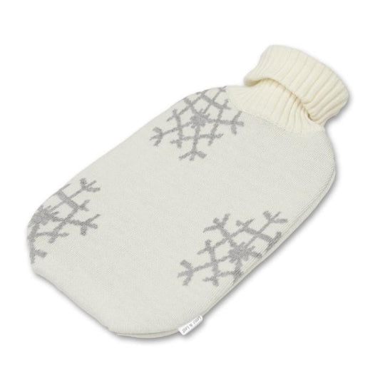 Wärmflasche Snowflakes, weiß/grau - Lenz & Leif
