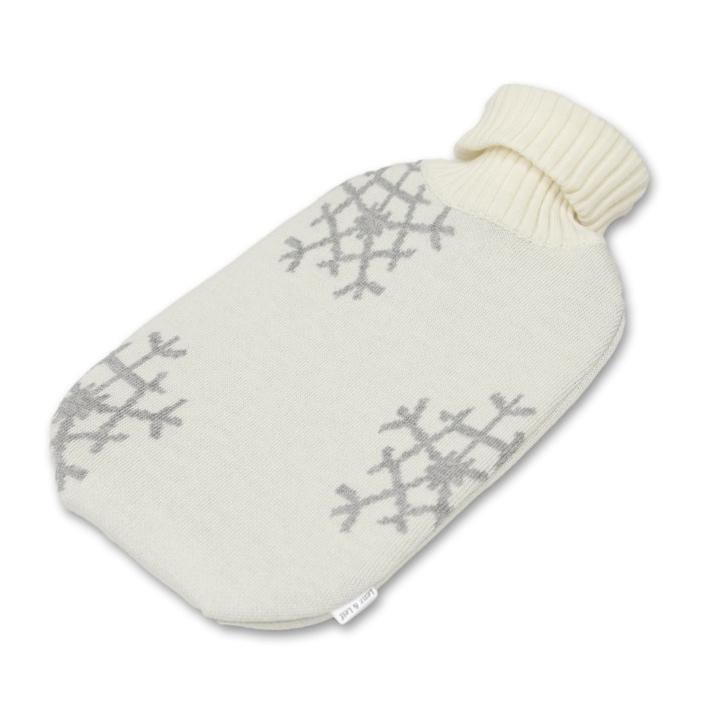 Wärmflasche Snowflakes, weiß/grau - Lenz & Leif