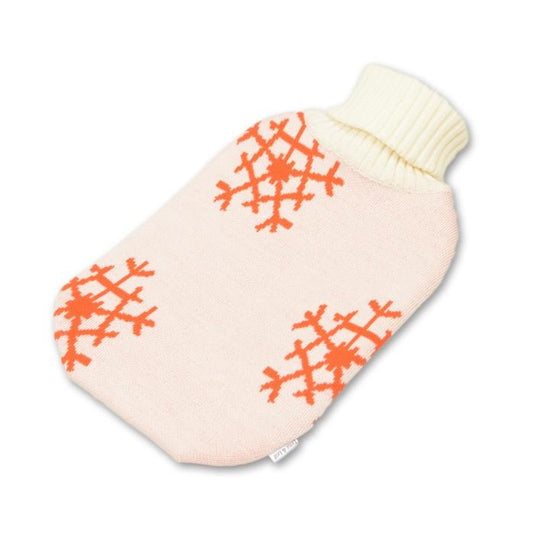 Wärmflasche Snowflakes, weiß/orange - Lenz & Leif