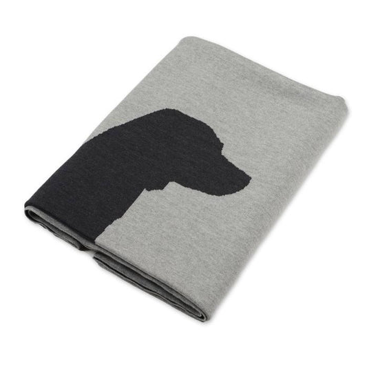 Decke 140x180cm Dog, grau/dunkelgrau - Lenz & Leif