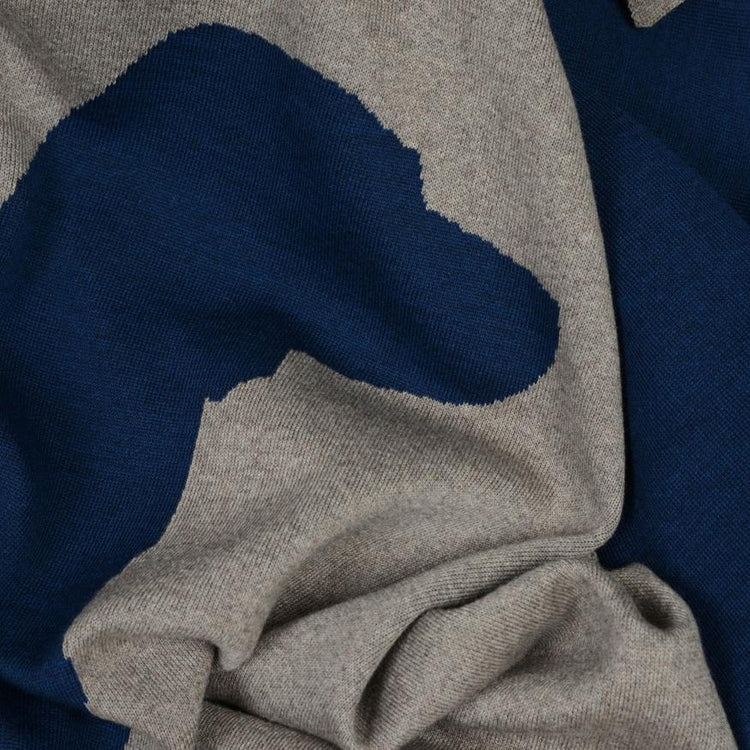 Decke 140x180cm Dog, beige/dunkelblau - Lenz & Leif