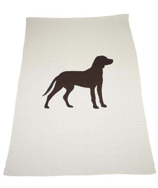 Decke 140x180cm Dog, weiß/braun - Lenz & Leif
