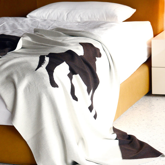Decke 140x180cm Dog, weiß/braun - Lenz & Leif