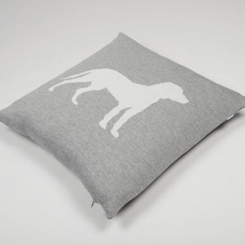 Kissenhülle 50x50cm Dog, grau/weiß - Lenz & Leif