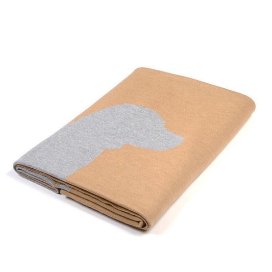 Decke 140x180cm Dog, camel/grau - Lenz & Leif