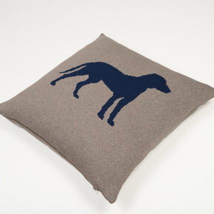 Kissenhülle 50x50cm Dog, beige/dunkelblau - Lenz & Leif