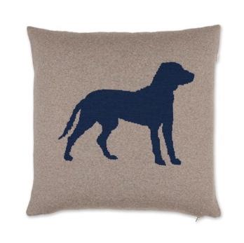 Kissenhülle 50x50cm Dog, beige/dunkelblau - Lenz & Leif