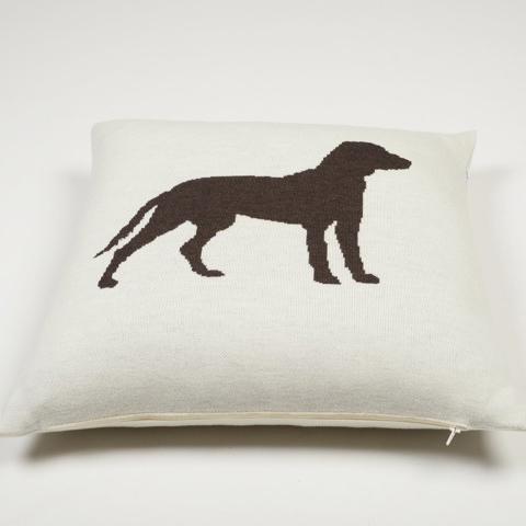 Kissenhülle 50x50cm Dog, weiß/braun - Lenz & Leif