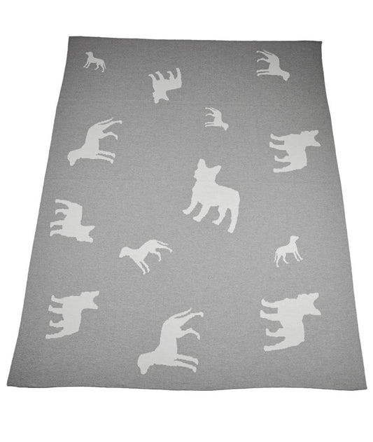 Decke 140x180cm Dogs, grau/weiß - Lenz & Leif
