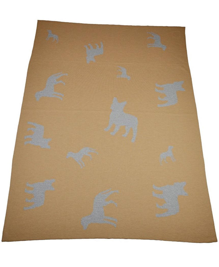 Decke 140x180cm Dogs, camel/grau - Lenz & Leif