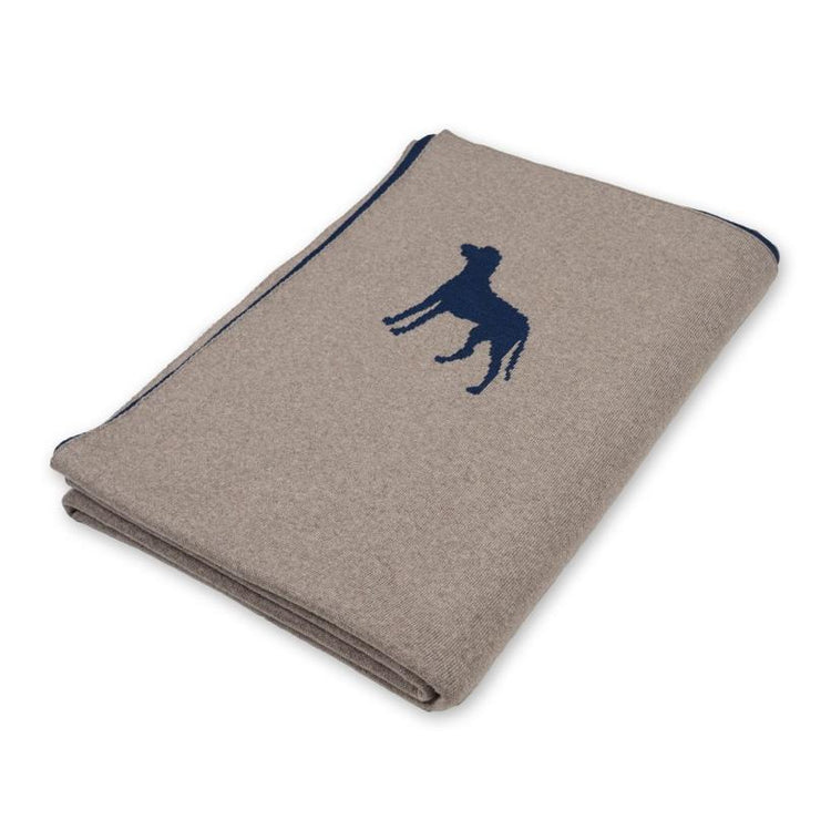 Decke 140x180cm Dogs, beige/dunkelblau - Lenz & Leif