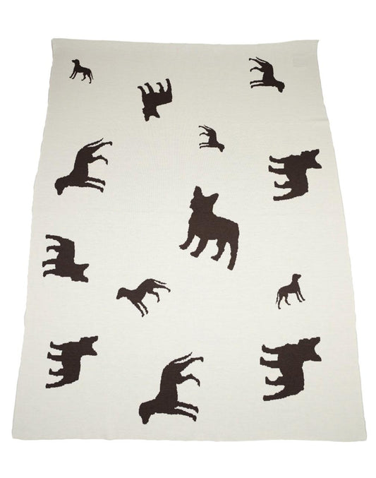 Decke 140x180cm Dogs, weiß/braun - Lenz & Leif