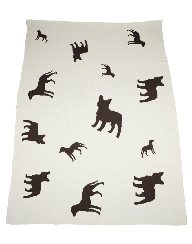 Decke 140x180cm Dogs, weiß/braun - Lenz & Leif