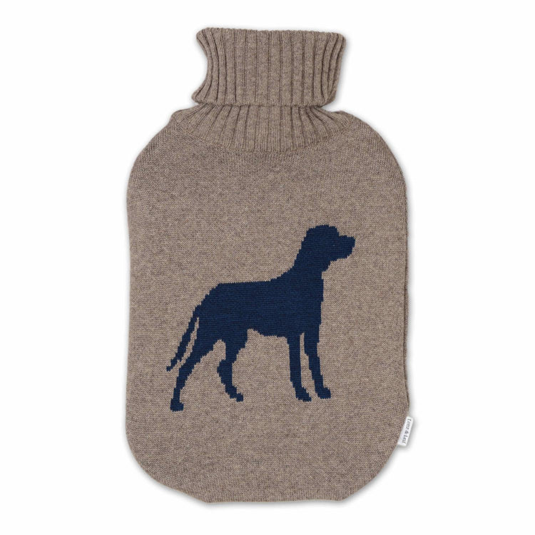 Wärmflasche Dog, beige/dunkelblau - Lenz & Leif