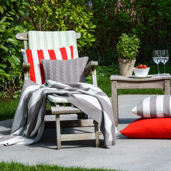 Decke 140x180cm Stripes, beige/weiß - Lenz & Leif