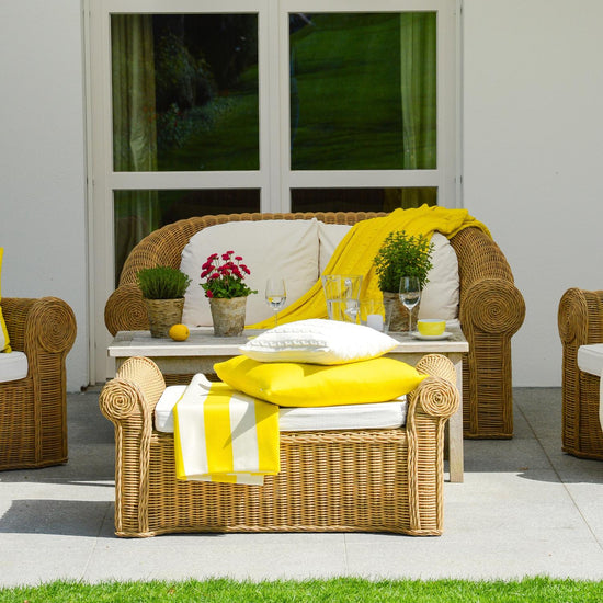 Decke 140x180cm Stripes, gelb/weiß - Lenz & Leif