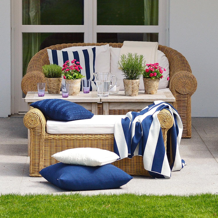 Kissenhülle 50x50cm Stripes, dunkelblau/weiß - Lenz & Leif