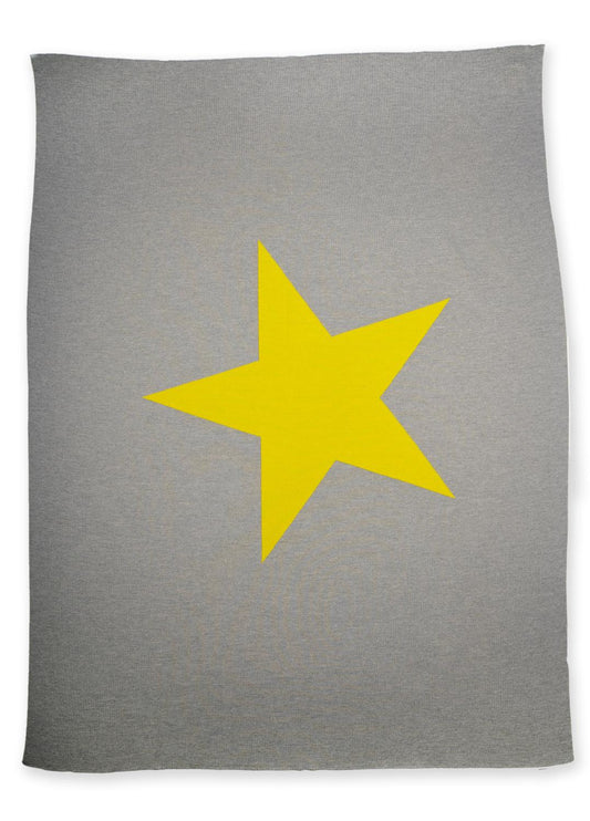 Decke 140x180cm Star, grau/gelb - Lenz & Leif