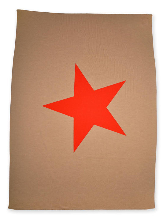 Decke 140x180cm Star, camel/rot - Lenz & Leif