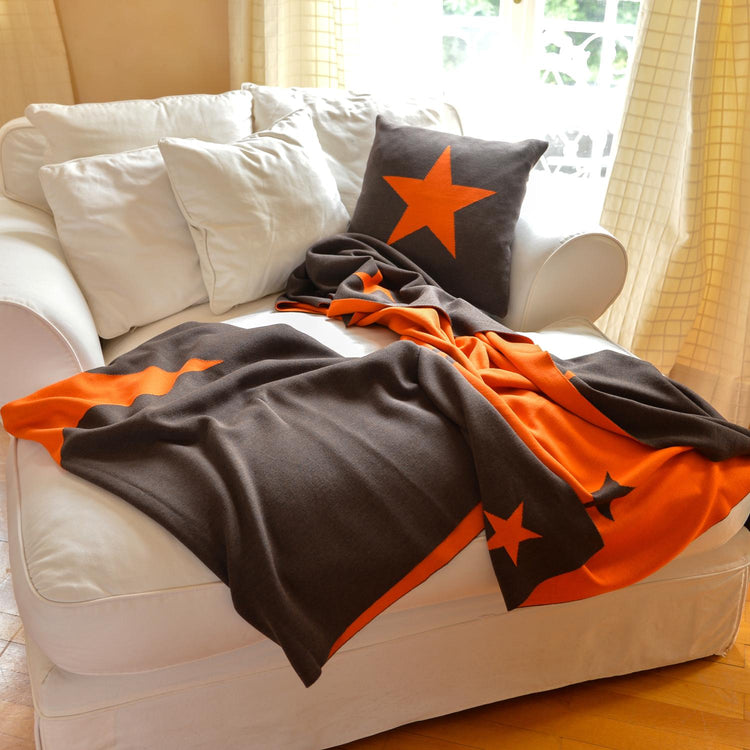 Decke 140x180cm Star, braun/orange - Lenz & Leif
