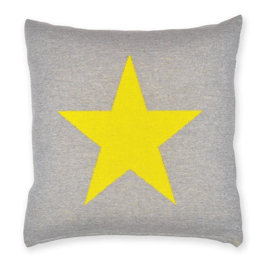Kissenhülle 50x50cm Star, grau/gelb - Lenz & Leif