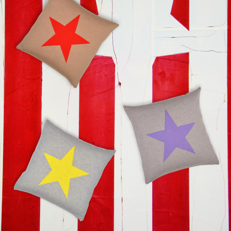 Kissenhülle 50x50cm Star, grau/gelb - Lenz & Leif