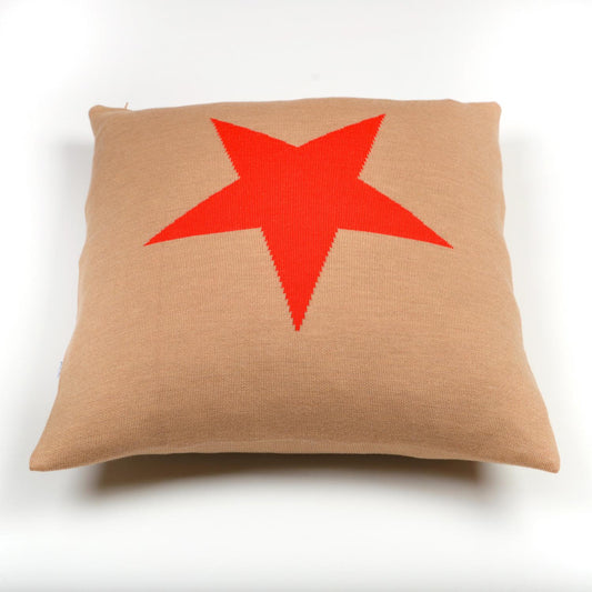 Kissenhülle 50x50cm Star, camel/rot - Lenz & Leif