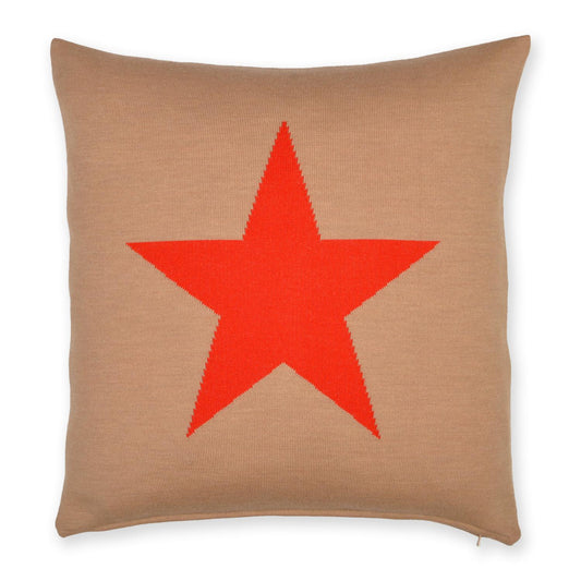 Kissenhülle 50x50cm Star, camel/rot - Lenz & Leif
