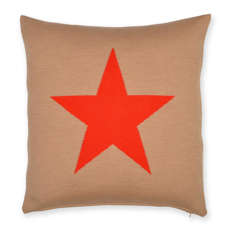 Kissenhülle 50x50cm Star, camel/rot - Lenz & Leif