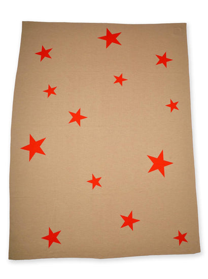 Decke 140x180cm Stars, camel/rot - Lenz & Leif