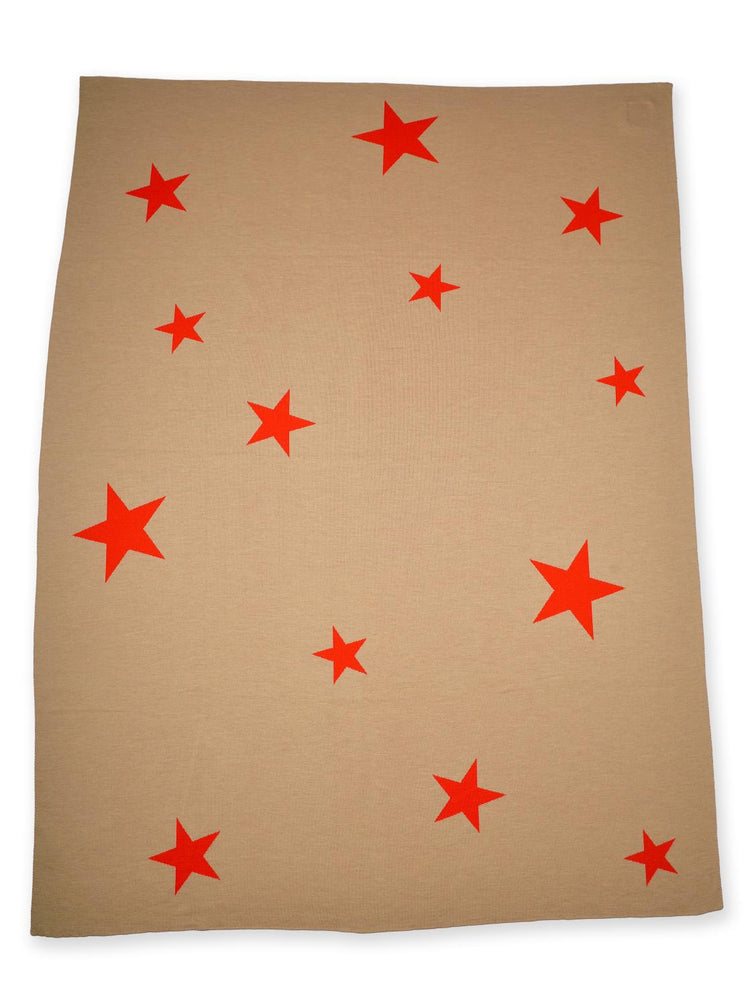 Decke 140x180cm Stars, camel/rot - Lenz & Leif