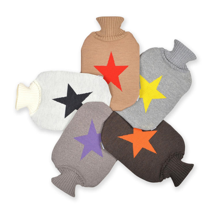 Wärmflasche Star, grau/gelb - Lenz & Leif