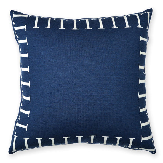 Kissenhülle 50x50cm LLLL, dunkelblau/weiß - Lenz & Leif
