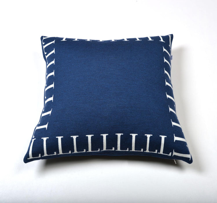 Kissenhülle 50x50cm LLLL, dunkelblau/weiß - Lenz & Leif