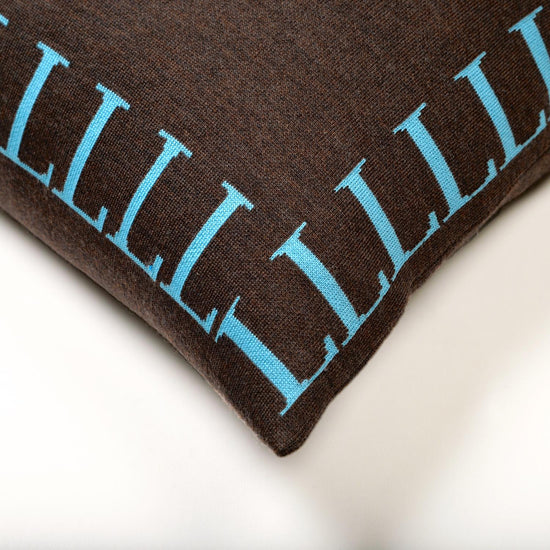 Kissenhülle 50x50cm LLLL, braun/türkis - Lenz & Leif