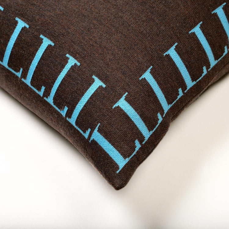 Kissenhülle 50x50cm LLLL, braun/türkis - Lenz & Leif