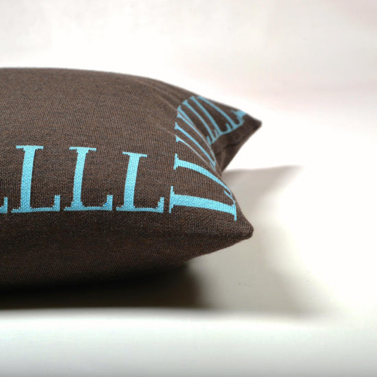 Kissenhülle 50x50cm LLLL, braun/türkis - Lenz & Leif