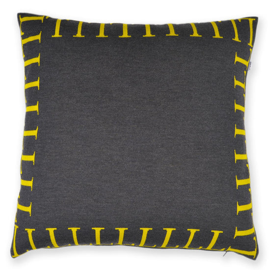 Kissenhülle 50x50cm LLLL, dunkelgrau/gelb - Lenz & Leif